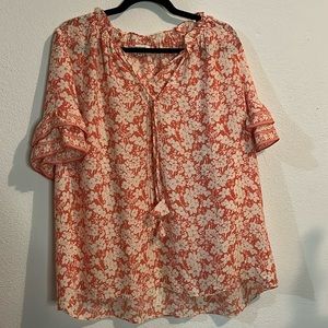 2XL Max Studio coral and white floral top